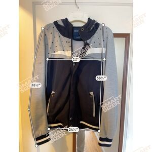 Kid ‘s Two-Tone Hooded Bomber Jacket - Navy & Light Gray